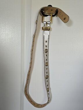 Vintage Metallic Silver Gold Studded Belt Womens 42 inches